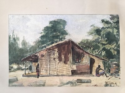 Lot 134 - 10 African watercolours, indistinctly signed, various dates 1937, 1944 etc