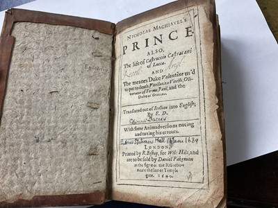 Lot 803 - Machiavelli - The Prince, the first English edition, published London 1640