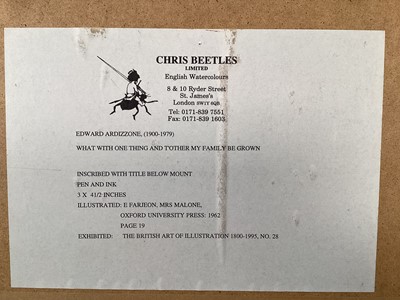 Lot 152 - Edward Ardizzone (1900-1979) pen and ink with Chris Beetles Gallery label