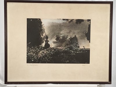 Lot 142 - Jennifer Dickson, three hand-coloured mezzotints & aquatints 'Morning Mist, Isola Bella', 'Dappled Sunlight (Bowood), 'The Cherub, Fountain, Villa Taranto' (3)