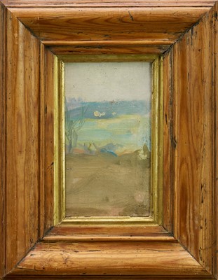 Lot 972 - Harry Becker (1865-1928) oil on canvas board - Landscape, 17cm x 9.5cm, in moulded pine frame