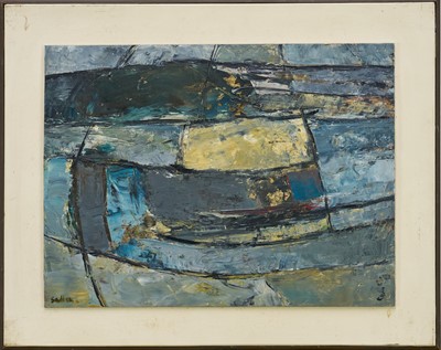 Lot 980 - *Robert Sadler (1909-2001) acrylic on board - Abstract, signed and dated ‘85, 31cm x 41.5cm, framed