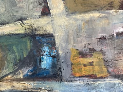 Lot 1179 - *Robert Sadler (1909-2001) acrylic on board - Abstract, Untitled, signed, 77cm x 104cm, framed