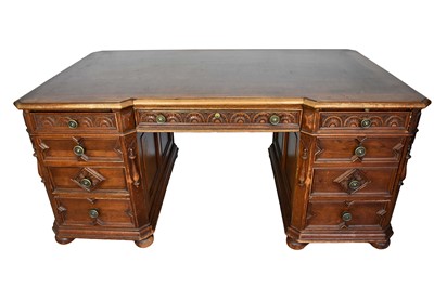 Lot 1203 - Early 20th century oak twin pedestal desk