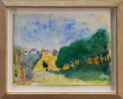 Lot 1004 - *Adrian Ryan (1920-1998) pencil and watercolour - Harkstead Landscape, 1975, signed, 20cm x 27.5cm, in glazed frame