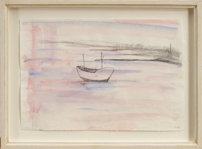 Lot 1013 - *Tessa Newcomb (b.1951) pencil and watercolour - Vessel at Anchor, initialled and dated '84, 20.5cm x 30.5cm, in glazed frame