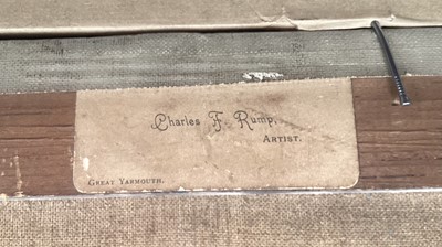 Lot 130 - Charles Frederick Rump (1853-1924) oil on canvas - Wherry boats sailing on the Norfolk Broads, signed and dated 1902, 40cm x 60cm, in gilt frame