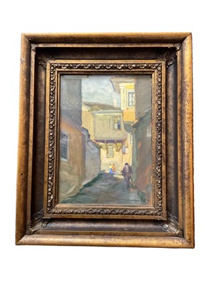 Lot 279 - Russian School, 1931, street scene, signed and dated