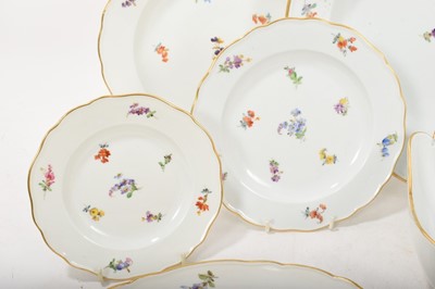 Lot 168 - 20th century Meissen dinner service decorated with floral sprays, blue printed crossed marks