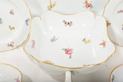 Lot 168 - 20th century Meissen dinner service decorated with floral sprays, blue printed crossed marks