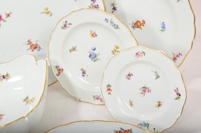 Lot 168 - 20th century Meissen dinner service decorated with floral sprays, blue printed crossed marks