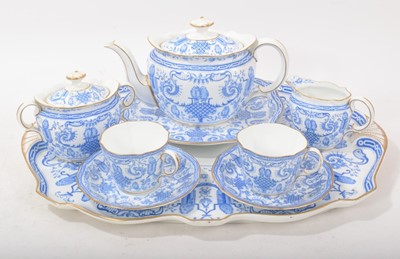 Lot 170 - Royal Crown Derby tea for two set with tray decorated in blue and white