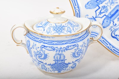 Lot 170 - Royal Crown Derby tea for two set with tray decorated in blue and white