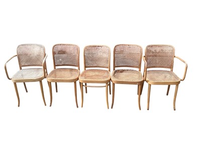 Lot 1440 - Set of fifteen vintage bentwood elbow chairs with cane seats