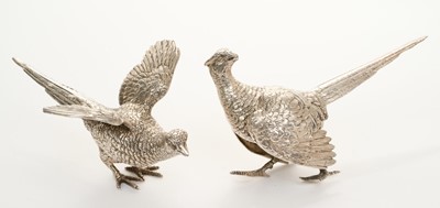 Lot 243 - Matched pair of silver table pheasants