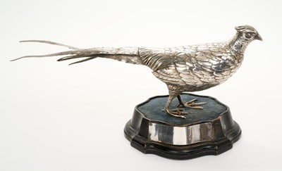 Lot 244 - Large silver model of a cock pheasant, import marks for London 1902, John George Piddington