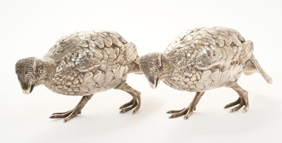 Lot 245 - Pair of silver models of Grouse, L.A.G. London 1973