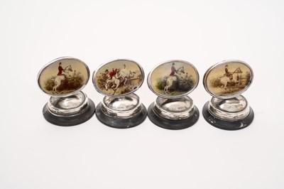 Lot 249 - Set of four Edwardian hunting themed menu holders