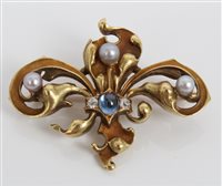 Lot 775 - Good quality Art Nouveau French gold pearl,...