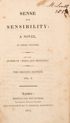 Lot 737 - Jane Austen - Sense and Sensibility, 1813, 2nd edition, in three volumes