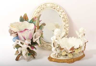 Lot 83 - Moore & Co bowl, continental vase and a mirror (3)