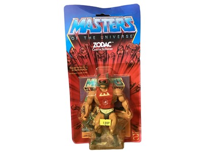 Lot Mattel (c1982) Masters of the Universe Zodiac Cosmic Enforcer 6" action figure, on card (creased to top and bottom corner) and bubblepack (1)