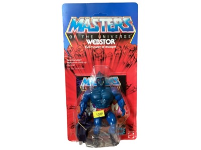 Lot Mattel (c1983) Masters of the Universe Webstor Evil master of escape 6" action figure, on card (slight rip and creased bottom corners) and bubblepack No.4895 (1)