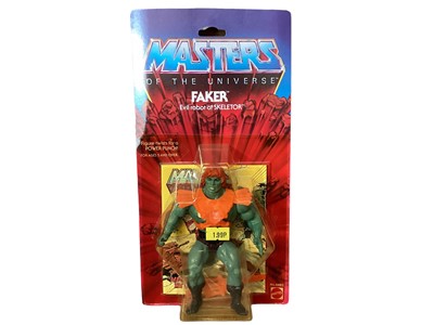 Lot Mattel (c1982) Masters of the Universe Faker Evil robot of Skeletor 6" action figure, on card (crumpled bottom corners) and bubblepack No.4482 (1)