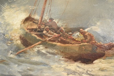 Lot 935 - *Sir Alfred James Munnings (1878-1959) oil on canvas - 'Launching a Boat off the Beach', signed and indistinctly dated, 26cm x 41cm, framed