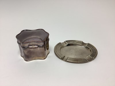 Lot 239 - Silver ash tray and an Old Sheffield plate tea caddy