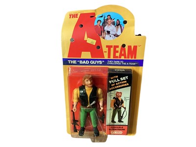 Lot Galoob (c1983) The A Team Bad Guys Viper action figure, on card (curled) and bubblepack No.8519 (1)