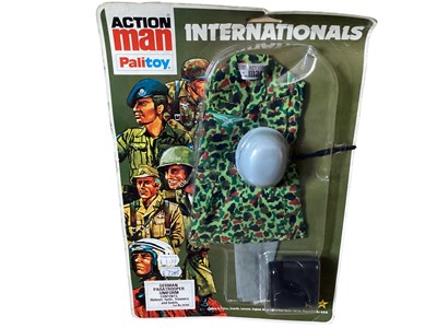 Lot Palitoy Action Man International German Paratrooper Uniform No.34284, Two Military Panorama Rub Down Action Transfers & 250 piece puzzles (x3) (5)