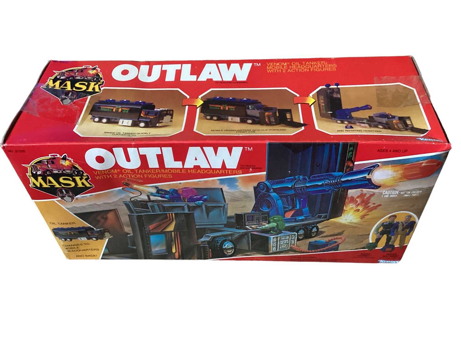 Lot 23 - Kenner (c1986) Mask Outlaw Venom Oil Tanker/Mobile Headquarters with two action figures, boxed No.37220, plus Afterburner Dragstar/Stealth Jet & Cannon Launcher with two action figures boxed...