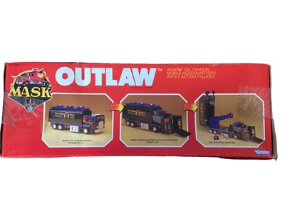 Lot 23 - Kenner (c1986) Mask Outlaw Venom Oil Tanker/Mobile Headquarters with two action figures, boxed No.37220, plus Afterburner Dragstar/Stealth Jet & Cannon Launcher with two action figures boxed...