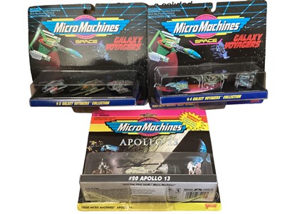 Lot Galoob (c1990's) Micro Machines Military Double Sets No.65130 (x5) and other Military, Space Galaxy Voyagers No.65824 (x2) & Apollo 13 No.75030, MIB No.75400 (x4)