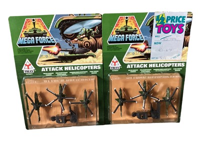 Lot Kenner (c1989) Mega Force diecast Military vechiles including Triax ArmyTar-Traks (x2), Fighter Bombers (x5), VTols (x2), Attack Helicopters (x2), Battle Tanks & Rocket Launchers, V Rocs VTo...