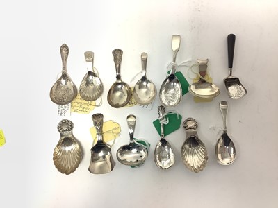 Lot 304 - Collection of thirteen silver caddy spoon