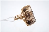 Lot 786 - 1950s / 1960s smoky quartz cocktail ring with...