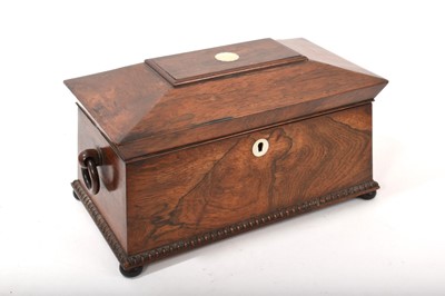 Lot 725 - Regency rosewood sarcophagus shaped tea caddy