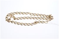 Lot 787 - Gold (9ct) curb link Watches chain, 42cm