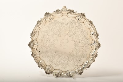 Lot 337 - Victorian silver salver with engraved double crest