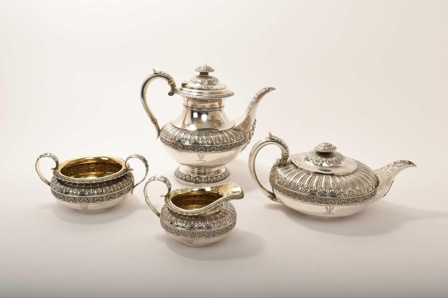 Lot 334 - Good quality George IV silver four piece tea and coffee set by Barnard’s (London 1821)