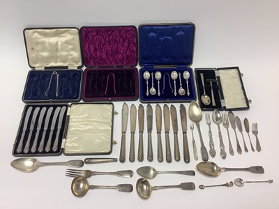 Lot 363 - Mixed lot of Georgian and later cutlery, various patterns, dates and makers