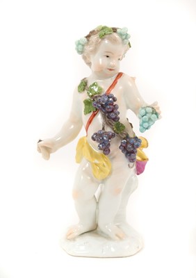 Lot 16 - Meissen figure of a cherub, emblematic of Autumn, circa 1755