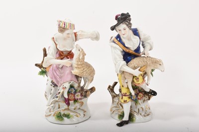 Lot 130 - Pair of Dresden figures of a shepherd and shepherdess