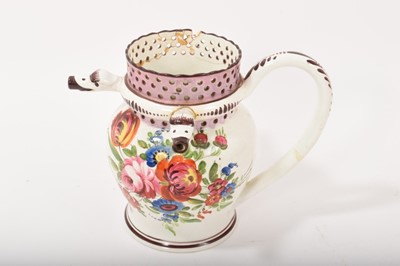 Lot 380 - Pearlware puzzle jug, probably Bristol, dated 1832