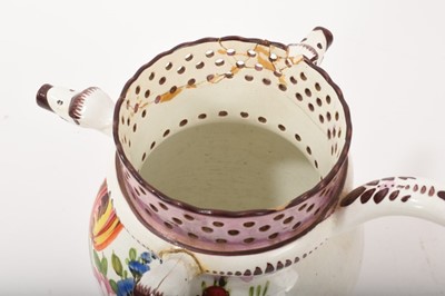 Lot 380 - Pearlware puzzle jug, probably Bristol, dated 1832