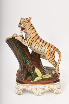 Lot 19 - Paris porcelain spill vase, in the form of a tiger, circa 1860