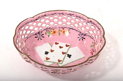 Lot 738 - South Staffordshire enamel pink ground counter tray, circa 1770