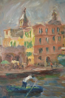 Lot 1316 - Krikor Bedikian (1908-1981) oil on canvas - 'Pecheurs Napolitain', signed, signed and titled verso, 65cm x 55cm, in gilt frame